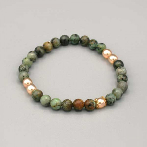 Braccialetto elastico con pietre dure color turchese africano